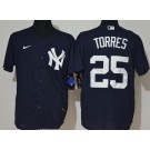 Men's New York Yankees #25 Gleyber Torres Navy Alternate Player Name 2020 Cool Base Jersey