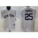 Men's New York Yankees #25 Gleyber Torres White Alternate Player Name Cool Base Jersey