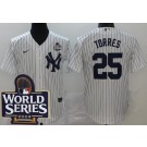 Men's New York Yankees #25 Gleyber Torres White Player Name 2024 World Series Cool Base Jersey