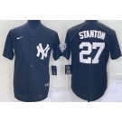 Men's New York Yankees #27 Mike Stanton Black Throwback Logo Cool Base Jersey