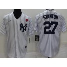 Men's New York Yankees #27 Mike Stanton White Red Rose Player Name Cool Base Jersey