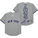 Men's New York Yankees #2 Derek Jeter #20 Jorge Posada #42 Mariano Rivera #46 Andy Pettite Gray Five World Series Champions Throwback Jersey