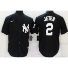 Men's New York Yankees #2 Derek Jeter Black Throwback Logo Cool Base Jersey