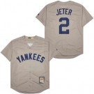 Men's New York Yankees #2 Derek Jeter Gray Cooperstown Throwback Cool Base Jersey