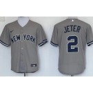 Men's New York Yankees #2 Derek Jeter Gray Player Name Cool Base Jersey