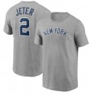 Men's New York Yankees #2 Derek Jeter Gray Printed T Shirt 112265