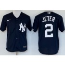 Men's New York Yankees #2 Derek Jeter Navy Alternate Player Name Cool Base Jersey