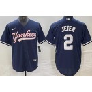 Men's New York Yankees #2 Derek Jeter Navy Fashion Cool Base Jersey