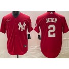 Men's New York Yankees #2 Derek Jeter Red Fashion Cool Base Jersey