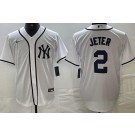 Men's New York Yankees #2 Derek Jeter White Fashion Cool Base Jersey
