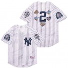 Men's New York Yankees #2 Derek Jeter White Five Champions Patches Cool Base Jersey