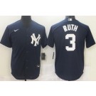 Men's New York Yankees #3 Babe Ruth Navy Player Name Cool Base Jersey