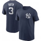 Men's New York Yankees #3 Babe Ruth Navy Printed T Shirt 112607