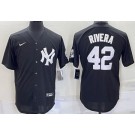Men's New York Yankees #42 Mariano Rivera Black Throwback Logo Cool Base Jersey