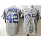 Men's New York Yankees #42 Mariano Rivera Gray Player Name Cool base Jersey