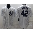 Men's New York Yankees #42 Mariano Rivera White Player Name Cooperstown Collection Jersey