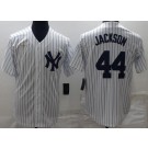 Men's New York Yankees #44 Reggie Jackson White Player Name Cooperstown Collection Jersey