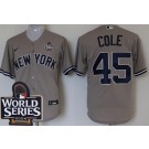 Men's New York Yankees #45 Gerrit Cole Gray Player Name 2024 World Series Cool Base Jersey