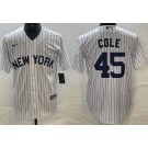Men's New York Yankees #45 Gerrit Cole White Alternate Player Name Cool Base Jersey