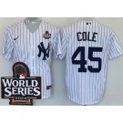 Men's New York Yankees #45 Gerrit Cole White Player Name 2024 World Series Cool Base Jersey