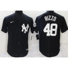 Men's New York Yankees #48 Anthony Rizzo Black Throwback Logo Cool Base Jersey