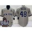 Men's New York Yankees #48 Anthony Rizzo Gray Player Name 2024 World Series Cool Base Jersey