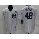 Men's New York Yankees #48 Anthony Rizzo White Red Rose Player Name Cool Base Jersey