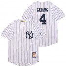 Men's New York Yankees #4 Lou Gehrig White Cooperstown Throwback Cool Base Jersey