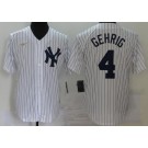 Men's New York Yankees #4 Lou Gehrig White Player Name Cooperstown Collection Jersey