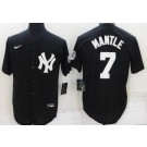 Men's New York Yankees #7 Mickey Mantle Black Player Name Cool Base Jersey