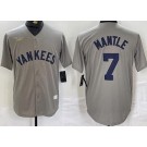 Men's New York Yankees #7 Mickey Mantle Gray Player Name Cooperstown Collection Jersey