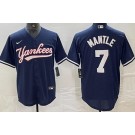 Men's New York Yankees #7 Mickey Mantle Navy Fashion Cool Base Jersey
