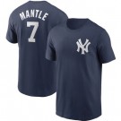 Men's New York Yankees #7 Mickey Mantle Navy Printed T Shirt 112233