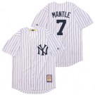 Men's New York Yankees #7 Mickey Mantle White Cooperstown Throwback Cool Base Jersey