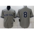Men's New York Yankees #8 Yogi Berra Gray Cool Base Jersey