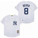 Men's New York Yankees #8 Yogi Berra White Cooperstown Throwback Cool Base Jersey