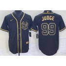 Men's New York Yankees #99 Aaron Judge Black Gold Cool Base Jersey
