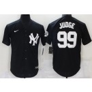 Men's New York Yankees #99 Aaron Judge Black Throwback Logo Cool Base Jersey