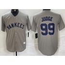 Men's New York Yankees #99 Aaron Judge Gray Player Name Cooperstown Collection Jersey