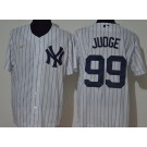 Men's New York Yankees #99 Aaron Judge White Player Name 2020 Cooperstown Collection Jersey