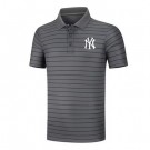 Men's New York Yankees Anthracite Collection Striped Performance Pique Polo