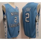 Men's North Carolina Tar Heels #2 Caleb Love Blue College Basketball Jersey