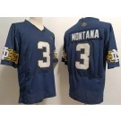 Men's Notre Dame Fighting Irish #3 Joe Montana 2023 Navy Player Name College Football Jersey