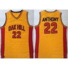 Men's OAK Hill High School #22 Carmelo Anthony Yellow College Basketball Jersey