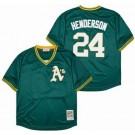 Men's Oakland Athletics #24 Rickey Henderson Green Throwback Jersey