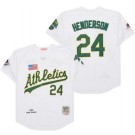 Men's Oakland Athletics #24 Rickey Henderson White 1990 Throwback Jersey