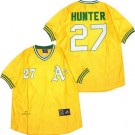 Men's Oakland Athletics #27 Catfish Hunter Yellow 1972 Throwback Jersey