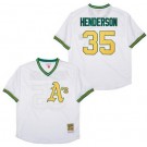Men's Oakland Athletics #35 Rickey Henderson White Throwback Jersey