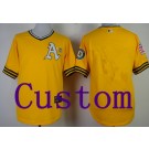 Men's Oakland Athletics Customized Yellow 1968 Throwback Jersey