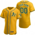 Men's Oakland Athletics Customized Yellow Authentic Jersey